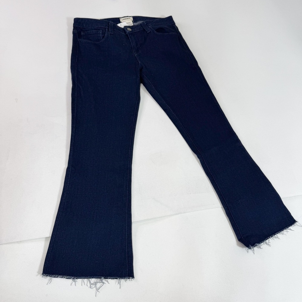 L'Agence Jeans Womens 28 Dark Wash‎ Charlie Cropped Flare Raw Hem Made in USA